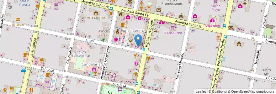 Mapa de ubicacion de Cascanueces en 阿根廷, Santa Fe, Departamento Rosario, Municipio De Funes, Funes.