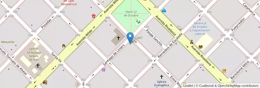 Mapa de ubicacion de Cascanueces en アルゼンチン, チャコ州, Departamento San Fernando, Resistencia, Resistencia.