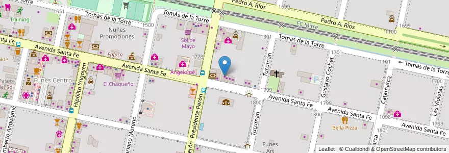 Mapa de ubicacion de Cascanueces en アルゼンチン, サンタフェ州, Departamento Rosario, Municipio De Funes, Funes.