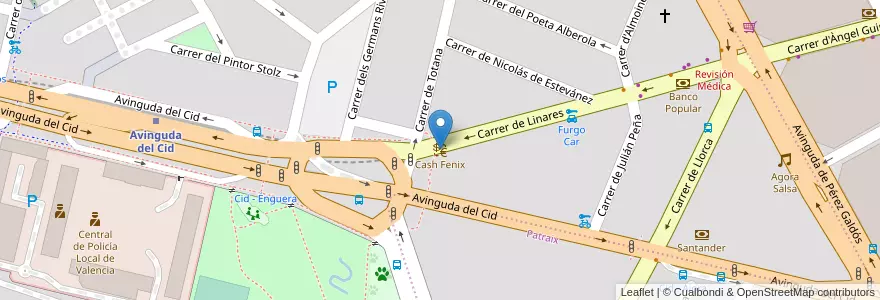 Mapa de ubicacion de Cash Fenix en 스페인, Comunitat Valenciana, València / Valencia, Comarca De València, València.