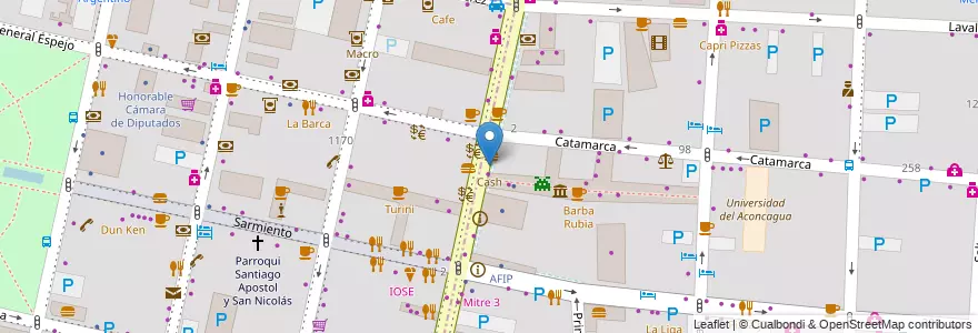 Mapa de ubicacion de Cash en Arjantin, Şili, Mendoza, Departamento Capital, Ciudad De Mendoza, Sección 3ª Parque O'Higgins.