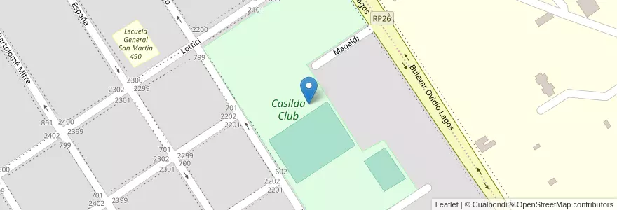 Mapa de ubicacion de Casilda Club en Argentinië, Santa Fe, Departamento Caseros, Municipio De Casilda, Casilda.