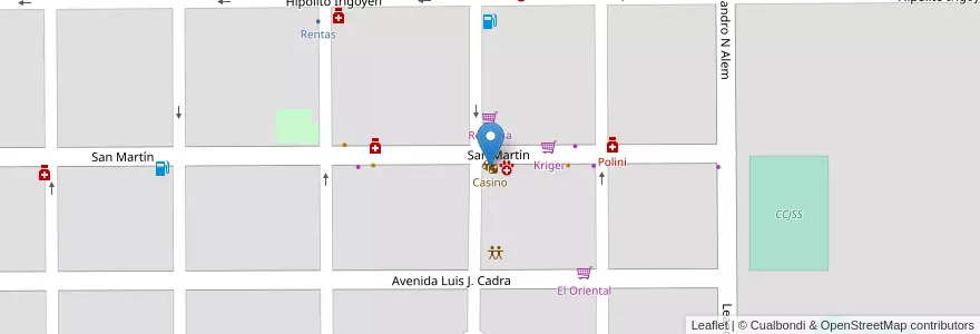 Mapa de ubicacion de Casino en الأرجنتين, Chaco, Departamento Fray Justo Santa María De Oro, Municipio De Santa Sylvina, Santa Sylvina.