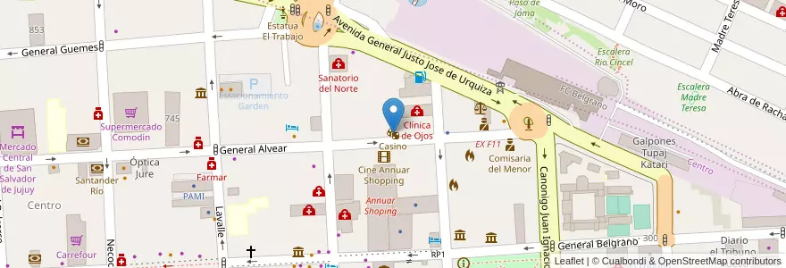 Mapa de ubicacion de Casino en Argentina, Jujuy, Departamento Doctor Manuel Belgrano, Municipio De San Salvador De Jujuy.