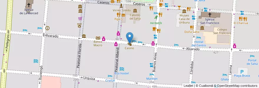 Mapa de ubicacion de Casino en Аргентина, Сальта, Capital, Municipio De Salta, Salta.