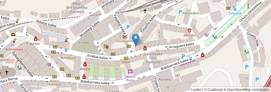 Mapa de ubicacion de Casino Artista Eibarres en España, Euskadi, Gipuzkoa, Debabarrena, Eibar.