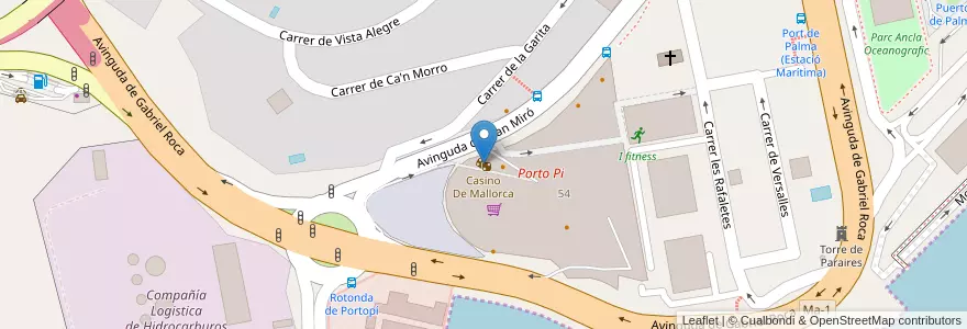 Mapa de ubicacion de Casino De Mallorca en スペイン, バレアレス諸島, España (Mar Territorial), パルマ, バレアレス諸島, パルマ.
