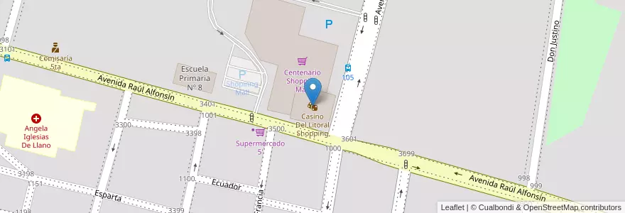 Mapa de ubicacion de Casino Del Litoral Shopping en アルゼンチン, コリエンテス州, Departamento Capital, Corrientes, Corrientes.