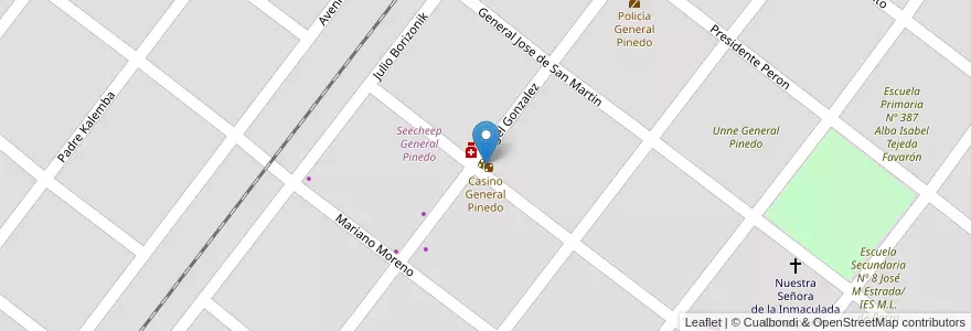 Mapa de ubicacion de Casino General Pinedo en Arjantin, Chaco, Departamento Doce De Octubre, Municipio De General Pinedo, General Pinedo.