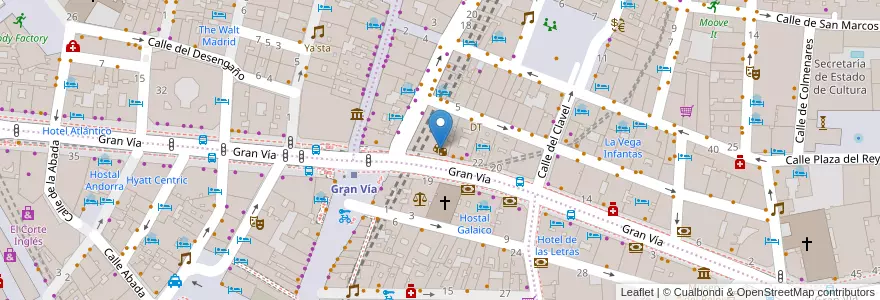 Mapa de ubicacion de Casino Gran Via en إسبانيا, منطقة مدريد, منطقة مدريد, Área Metropolitana De Madrid Y Corredor Del Henares, مدريد.