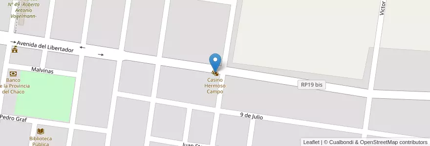 Mapa de ubicacion de Casino Hermoso Campo en Argentina, Chaco, Departamento Dos De Abril, Municipio De Hermoso Campo, Hermoso Campo.