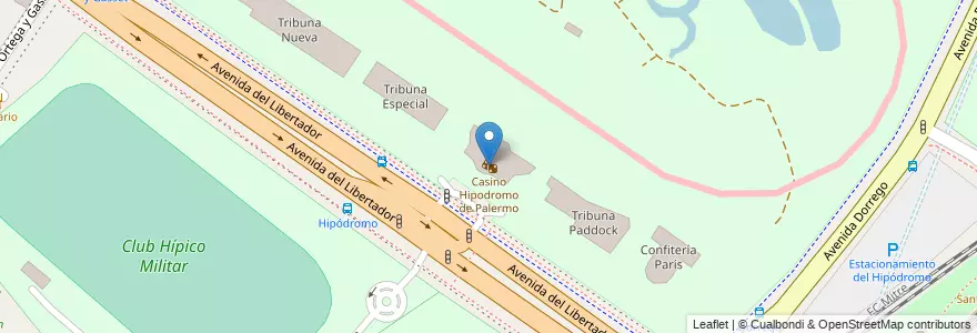 Mapa de ubicacion de Casino Hipodromo de Palermo, Palermo en Argentinië, Ciudad Autónoma De Buenos Aires, Buenos Aires, Comuna 14.