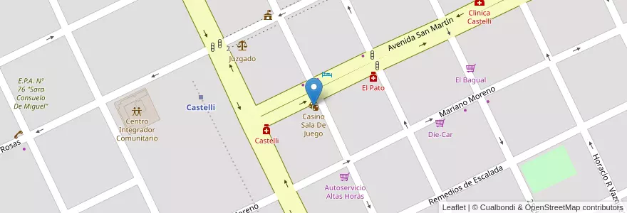 Mapa de ubicacion de Casino Sala De Juego en アルゼンチン, チャコ州, Departamento General Güemes, Municipio De Juan José Castelli, Juan José Castelli, Juan Jose Castelli.