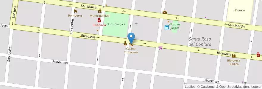 Mapa de ubicacion de Casino Tropicana en آرژانتین, San Luis, Junín, Municipio De Santa Rosa Del Conlara.