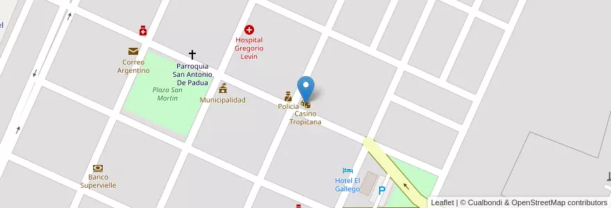 Mapa de ubicacion de Casino Tropicana en Arjantin, San Luis, Chacabuco, Municipio De Naschel.
