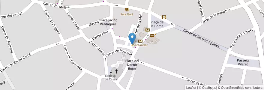 Mapa de ubicacion de Cassà Pizza en Espanha, Catalunha, Gerunda, Gironès, Cassà De La Selva.
