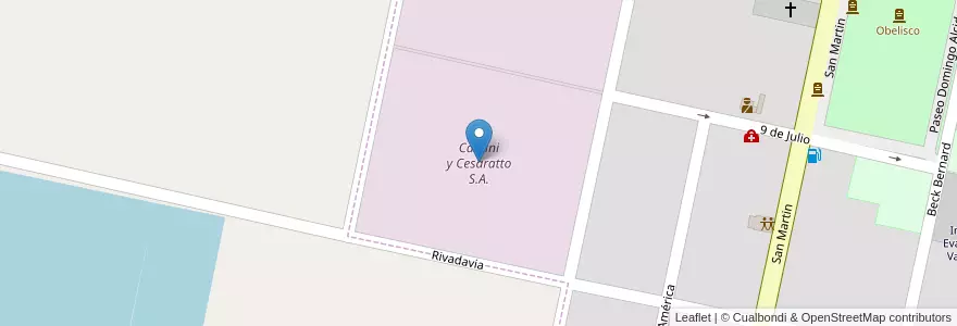 Mapa de ubicacion de Cassini y Cesaratto S.A. en Arjantin, Santa Fe, Departamento Las Colonias, Municipio De San Carlos Sud, San Carlos Sud.