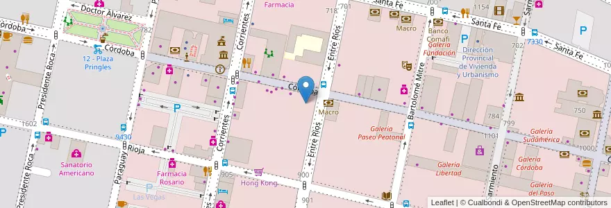 Mapa de ubicacion de Cassini en アルゼンチン, サンタフェ州, Departamento Rosario, Municipio De Rosario, ロサリオ.