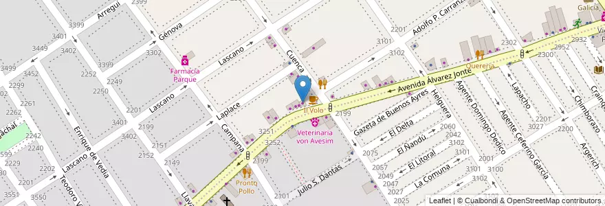 Mapa de ubicacion de Casta Gas, Villa del Parque en Arjantin, Ciudad Autónoma De Buenos Aires, Buenos Aires, Comuna 11.