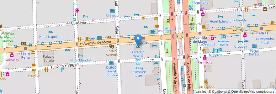 Mapa de ubicacion de Castelar Hotel & Spa, Montserrat en Arjantin, Ciudad Autónoma De Buenos Aires, Comuna 1, Buenos Aires.