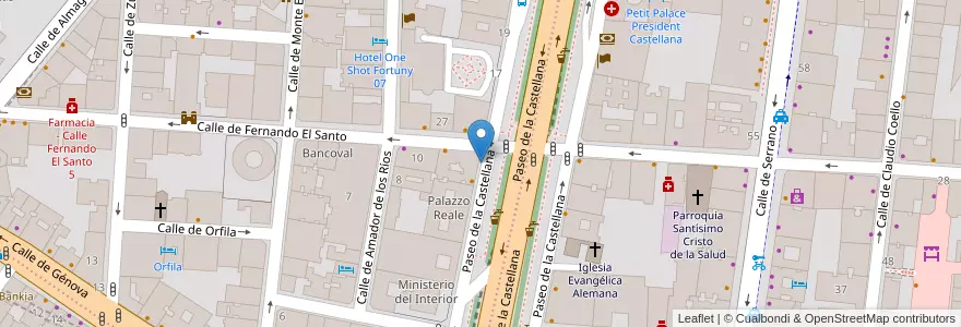 Mapa de ubicacion de CASTELLANA, PASEO, DE LA,13 en إسبانيا, منطقة مدريد, منطقة مدريد, Área Metropolitana De Madrid Y Corredor Del Henares, مدريد.