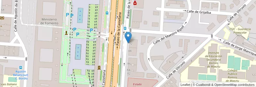 Mapa de ubicacion de CASTELLANA, PASEO, DE LA,92 en 西班牙, Comunidad De Madrid, Comunidad De Madrid, Área Metropolitana De Madrid Y Corredor Del Henares, Madrid.