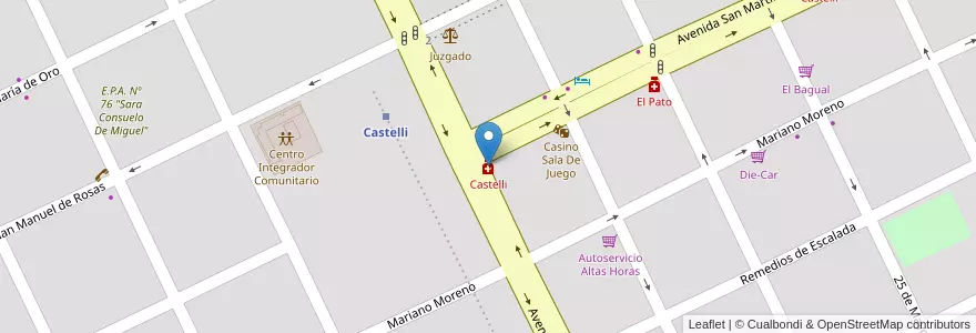 Mapa de ubicacion de Castelli en Аргентина, Чако, Departamento General Güemes, Municipio De Juan José Castelli, Juan José Castelli, Juan Jose Castelli.