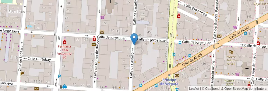 Mapa de ubicacion de CASTELLO, CALLE, DE,16 en Espanha, Comunidade De Madrid, Comunidade De Madrid, Área Metropolitana De Madrid Y Corredor Del Henares, Madrid.