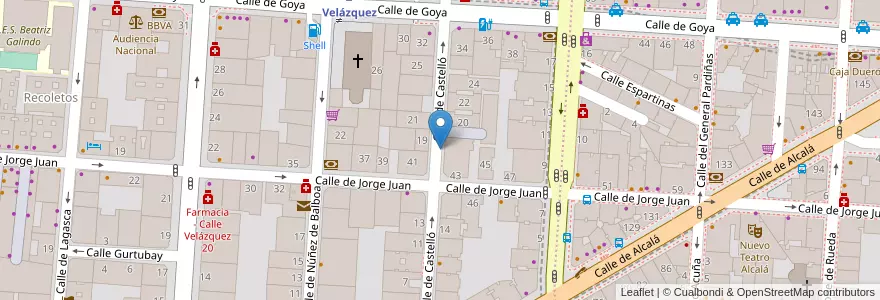 Mapa de ubicacion de CASTELLO, CALLE, DE,18 en 西班牙, Comunidad De Madrid, Comunidad De Madrid, Área Metropolitana De Madrid Y Corredor Del Henares, Madrid.