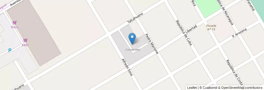 Mapa de ubicacion de Casuarinas en Arjantin, Buenos Aires, Partido De Esteban Echeverría.