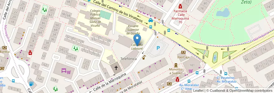 Mapa de ubicacion de Catalina Labouré en 스페인, Comunidad De Madrid, Comunidad De Madrid, Área Metropolitana De Madrid Y Corredor Del Henares, 마드리드.