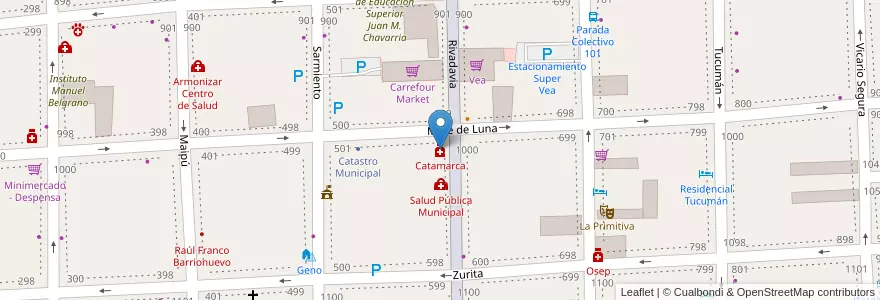 Mapa de ubicacion de Catamarca en Argentinië, Catamarca, Departamento Capital, Municipio De San Fernando Del Valle De Catamarca, San Fernando Del Valle De Catamarca.