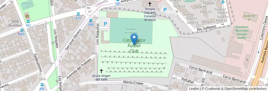Mapa de ubicacion de Catamarca Futbol Club en Argentina, Chile, Santa Cruz, Deseado, Caleta Olivia.