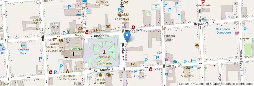 Mapa de ubicacion de Catedral en الأرجنتين, Catamarca, Departamento Capital, Municipio De San Fernando Del Valle De Catamarca, San Fernando Del Valle De Catamarca.
