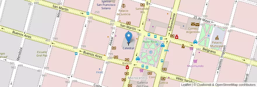 Mapa de ubicacion de Catedral en Arjantin, Córdoba, Departamento Río Cuarto, Pedanía Río Cuarto, Municipio De Río Cuarto, Río Cuarto.