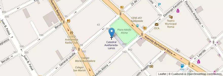 Mapa de ubicacion de Catedral Avellaneda-Lanús en Arjantin, Buenos Aires, Partido De Avellaneda, Avellaneda.