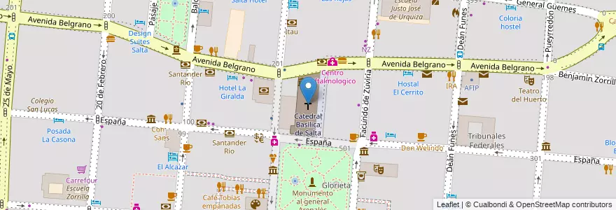 Mapa de ubicacion de Catedral Basílica de Salta en 아르헨티나, Salta, Capital, Municipio De Salta, Salta.