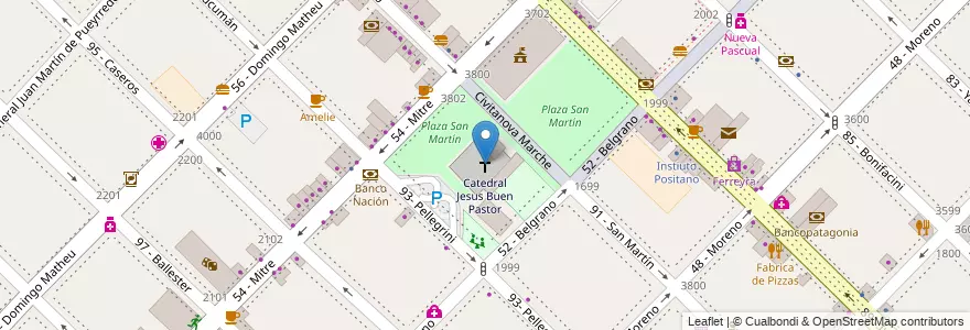 Mapa de ubicacion de Catedral Jesus Buen Pastor en 阿根廷, 布宜诺斯艾利斯省, Partido De General San Martín, General San Martín, Villa Lynch.