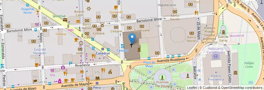 Mapa de ubicacion de Catedral Metropolitana, San Nicolas en الأرجنتين, Ciudad Autónoma De Buenos Aires, Comuna 1, Buenos Aires.