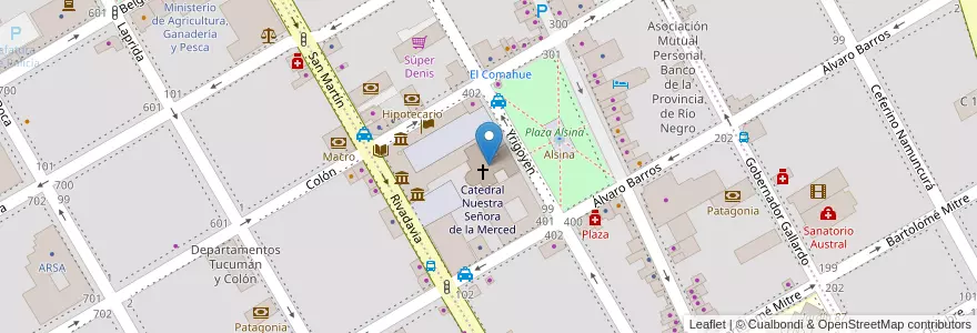 Mapa de ubicacion de Catedral Nuestra Señora de la Merced en Argentina, Río Negro Province, Departamento Adolfo Alsina, Viedma, Viedma.