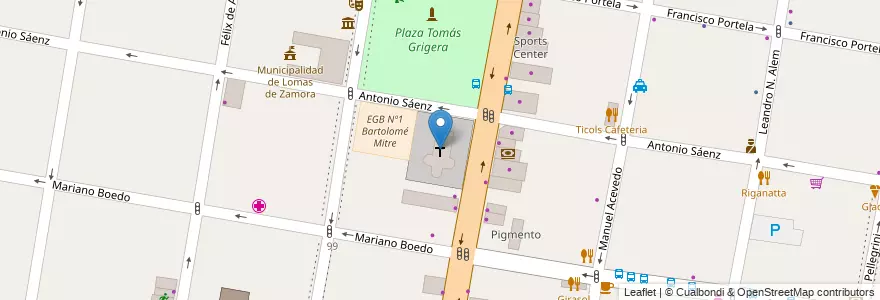 Mapa de ubicacion de Catedral Nuestra Señora de la Paz en Argentina, Buenos Aires, Partido De Lomas De Zamora, Lomas De Zamora.