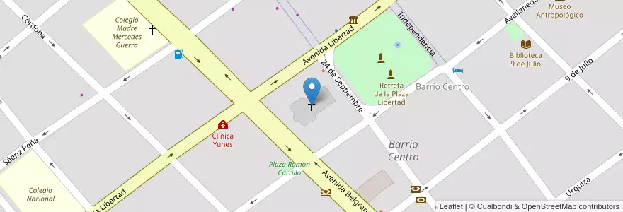 Mapa de ubicacion de Catedral Nuestra Señora del Carmen en Arjantin, Santiago Del Estero, Departamento Capital, Santiago Del Estero.