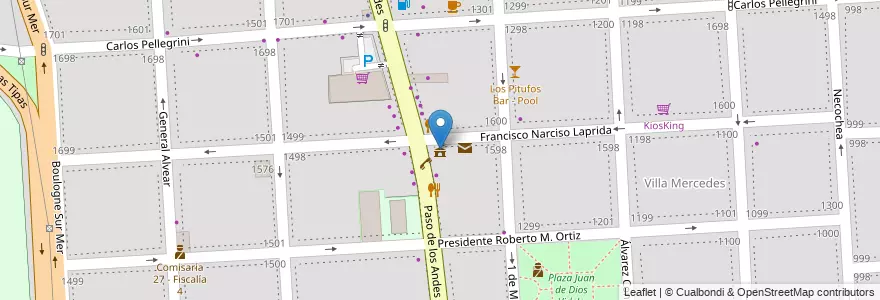 Mapa de ubicacion de CAU II en Аргентина, Чили, Мендоса, Godoy Cruz, Departamento Godoy Cruz, Distrito Ciudad De Godoy Cruz.