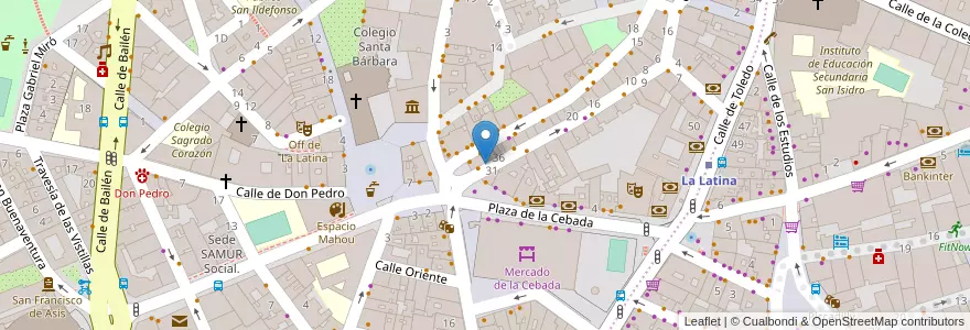 Mapa de ubicacion de CAVA ALTA, CALLE, DE LA,38 en Spain, Community Of Madrid, Community Of Madrid, Área Metropolitana De Madrid Y Corredor Del Henares, Madrid.