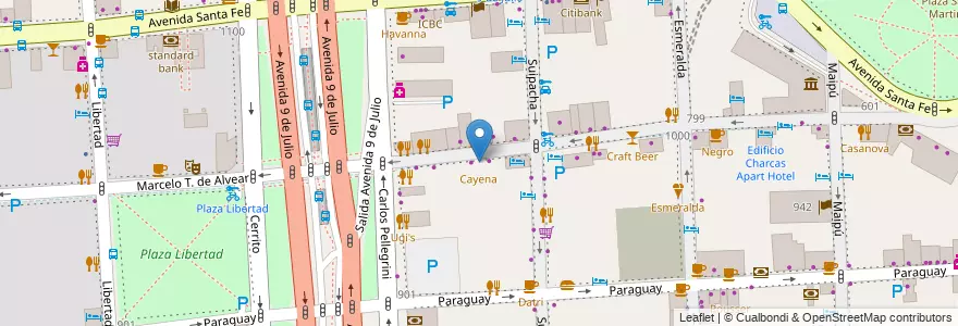 Mapa de ubicacion de Cayena, Retiro en Arjantin, Ciudad Autónoma De Buenos Aires, Comuna 1, Buenos Aires.