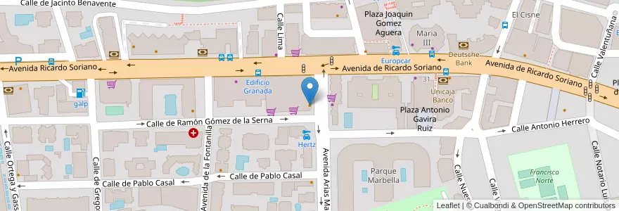 Mapa de ubicacion de Cazuelas Bar en Espanha, Andaluzia, Málaga, Costa Del Sol Occidental, Marbella.