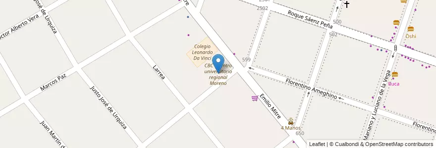 Mapa de ubicacion de CBC - Centro universitario regional Moreno en Аргентина, Буэнос-Айрес, Partido De Moreno, Moreno.