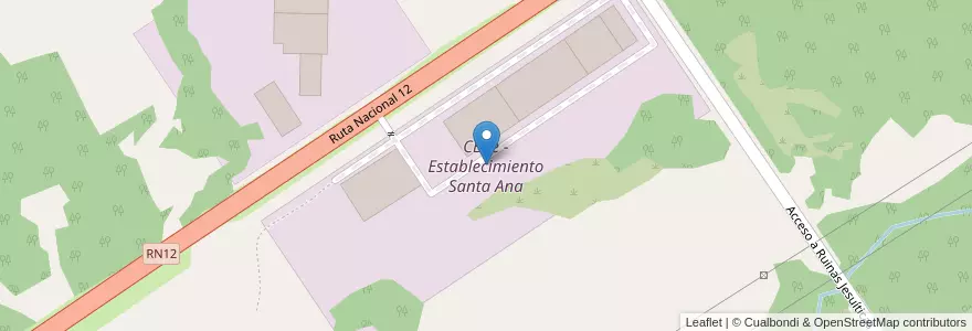 Mapa de ubicacion de CBSé - Establecimiento Santa Ana en آرژانتین, Misiones, Departamento Candelaria, Municipio De Santa Ana.