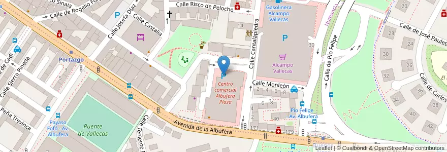 Mapa de ubicacion de C.C.La Albufera en Испания, Мадрид, Мадрид, Área Metropolitana De Madrid Y Corredor Del Henares, Мадрид.