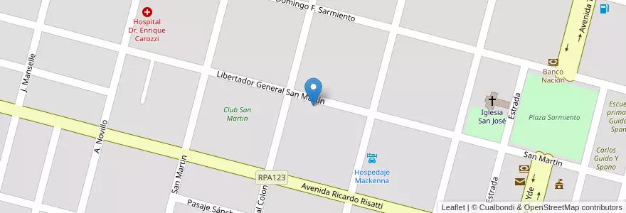 Mapa de ubicacion de C.E. Gral. Napoleón Uriburu en Arjantin, Córdoba, Departamento Río Cuarto, Pedanía Cautiva, Municipio De Vicuña Mackenna, Vicuña Mackenna.